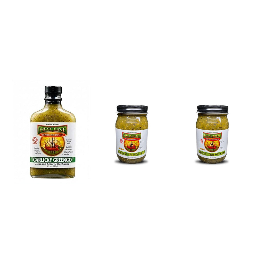 Garlicky Greengo hot sauce and salsa 3-bottle pack