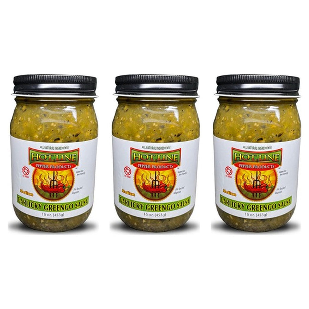 Garlicky Greengo Salsa 3-Pack — three 16 oz jars
