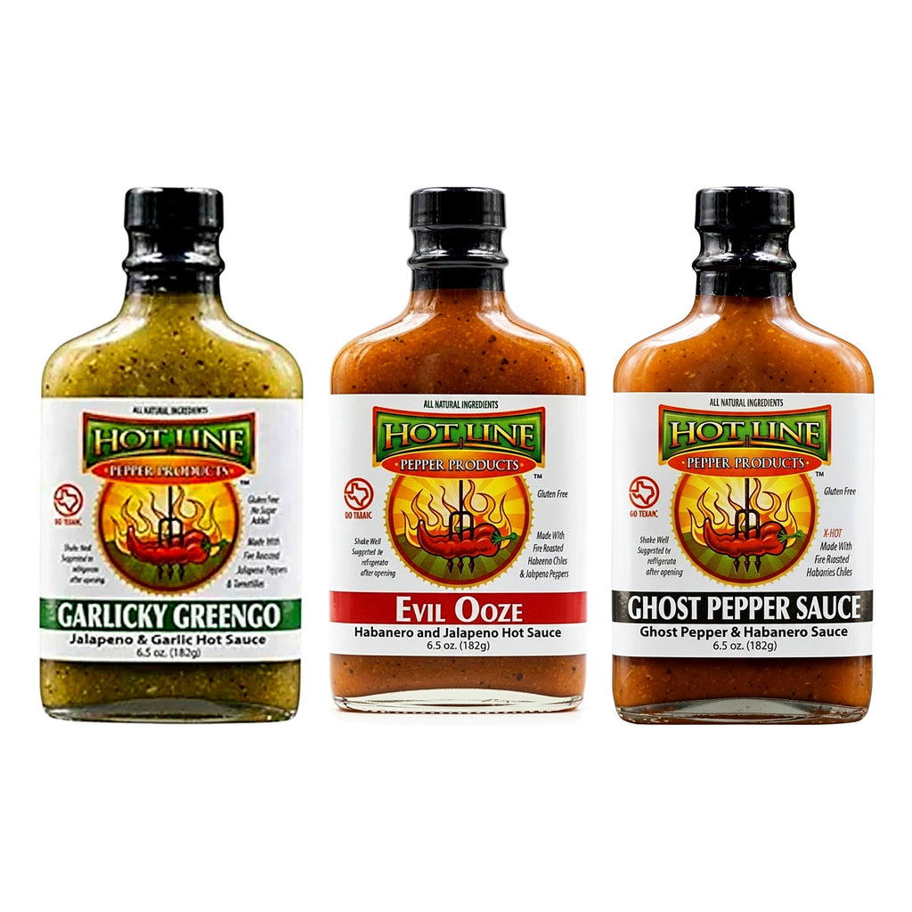 Naughty & Nice 3-Pack | Garlicky Greengo + Evil Ooze + Ghost Pepper Holiday Hot Sauce Gift Set (3 × 6.5 oz)