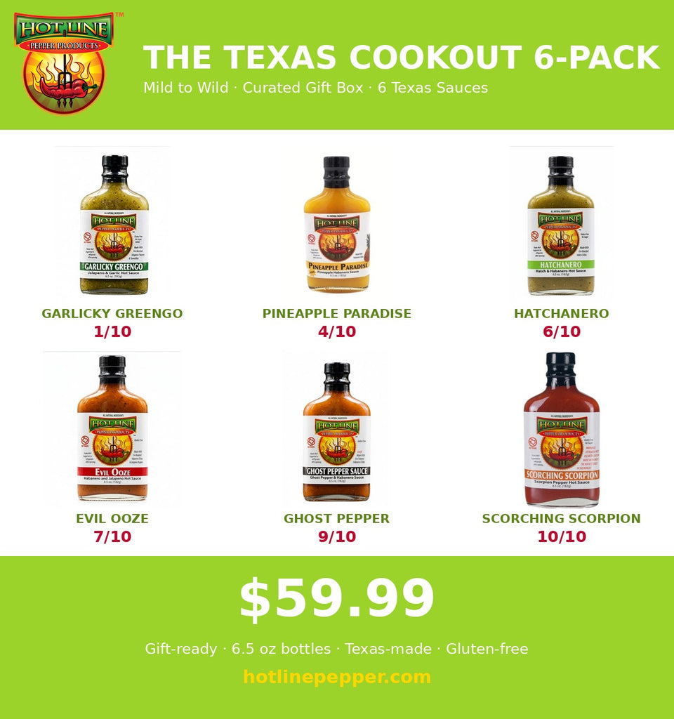 The Texas Cookout 6-Pack | Mild to Wild Curated Gift Box (6 × 6.5oz, Gluten-Free)